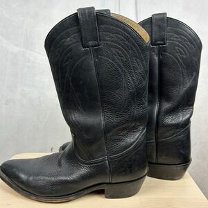 Frye Black Leather Western Cowboy Boots